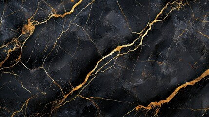 Bold black organic shapes outlined with thin gold lines, spanning across a wide wallpaper design.