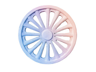 A circular wheel with distinct spokes and a central hub, featuring a gradient color effect.