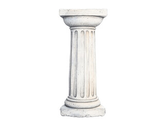 A classical column with fluted design, featuring a circular top and a solid base, showcasing intricate detailing and a timeless aesthetic.