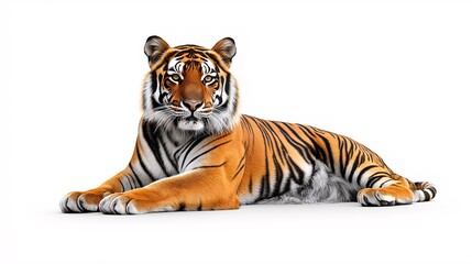 Naklejka premium Majestic Striped Predator: Ferocious Tiger in Its Natural Habitat - Wildlife Photography in Asia