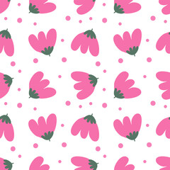 seamless pattern with abstract pink flowers 