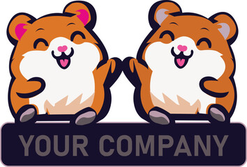 Two hamsters day logo white backroground.