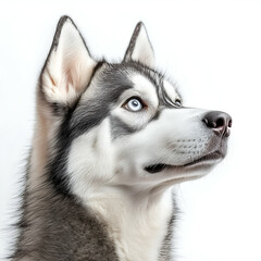 Captivating Siberian Husky Portrait: Loyal, Furry Friend with Mesmerizing Eyes in Winter Landscape