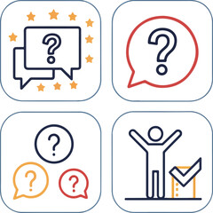 Question Icons Set – Editable Stroke Vector Illustration