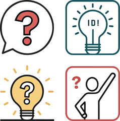Question Icons Set – Editable Stroke Vector Illustration