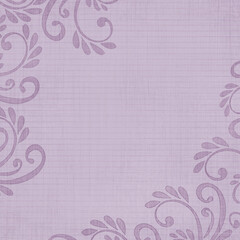 Lavender textured background with elegant floral swirl frame, romantic decorative design perfect for wedding invitations, greeting cards, branding and feminine stationery templates.