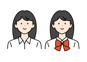 黒髪ロングの女子高生 夏