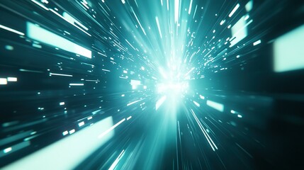 Obraz premium Intense bright light bursts forward through lines of data