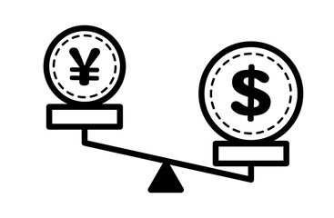 円安ドル高のアイコンベクターイラスト モノクロ シンプル 白黒