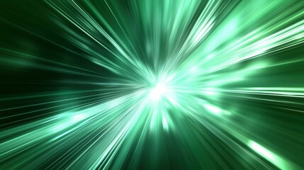 Green light bursts radiating outward from a brilliant central point
