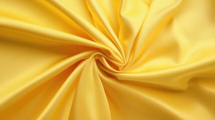 Bright Yellow Silk Fabric Close-Up with Smooth Textures and Elegant Drapery Effects