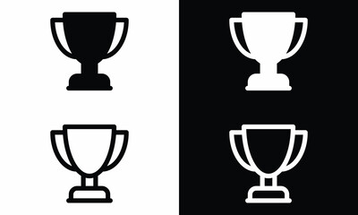Trophy award cup icons collection in black. Contest and competition award symbol. Trophy cup icons, trophy cup award in flat style.various style designs of trophi.