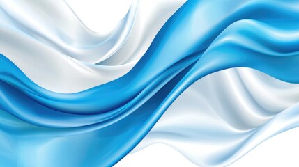 Obraz premium Flowing Blue and White Silk Fabric Waves in Motion with Soft Texture and Elegant Curves