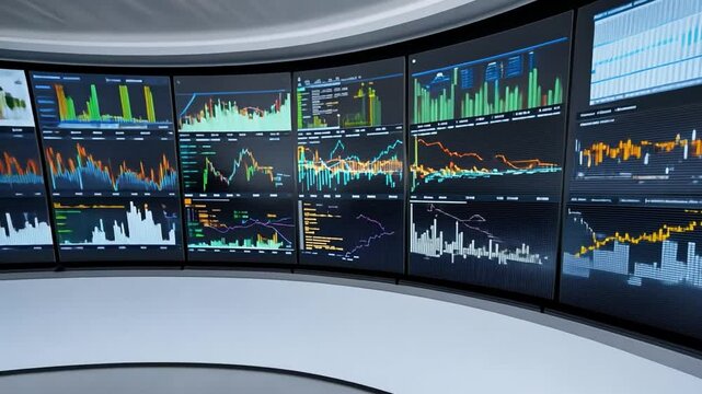 Data Analytics and Insights: A dynamic array of monitors displays intricate data visualizations, showcasing trends and patterns.