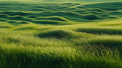 Obraz premium The grass sways gracefully, as if whispering secrets to the breeze. The movement creates a ripple effect, mimicking ocean waves flowing endlessly across the land