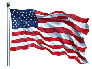 Fototapeta premium Waving American Flag on a Pole, Patriotic USA Symbol