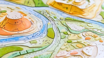 Colorful 3D Topographic Map of Landscape