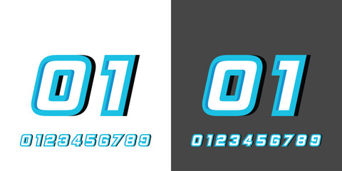 Fototapeta premium number 01 racing car with white blue color and 3d effect, for sporty design, workshop, racing jersey