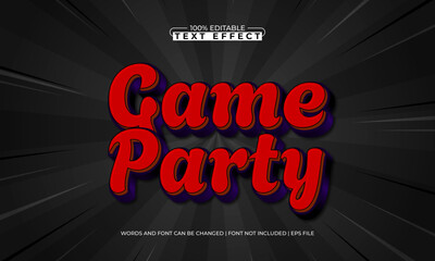 game party editable text effect with a nice and kids text style