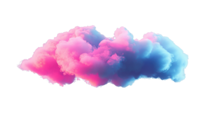 Pink and blue cloud floating with transparent background