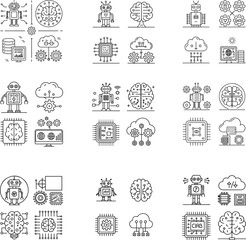  Artificial Intelligence Icons Set – Editable Stroke Vector Illustration