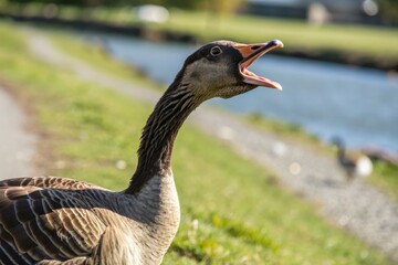 Obraz premium Greylag Goose Calling Out