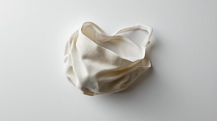 Overhead view a fabric face mask, part a set designed for skincare, presented on a white background for clarity and focus on product design.