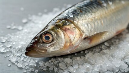 Fototapeta premium Fresh Sardine on Ice