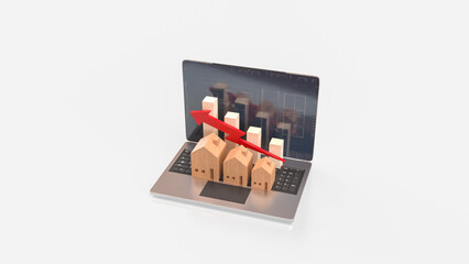 The Notebook and Wood House for Business concept 3d Rendering.