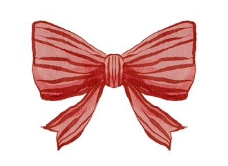 Watercolor red bows. Design for gift wrapping, invitations, greeting cards, wedding decor, and elegant designs. Isolated on a white background