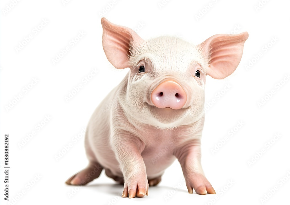 Poster adorable young piglet with soft pink skin and charming features looking playfully at the camera : ge