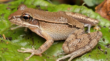 Obraz premium view of a frog on a flower floating on water