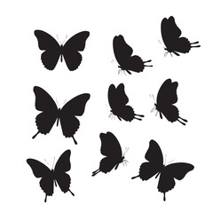  butterflies silhouettes premium vector design. 