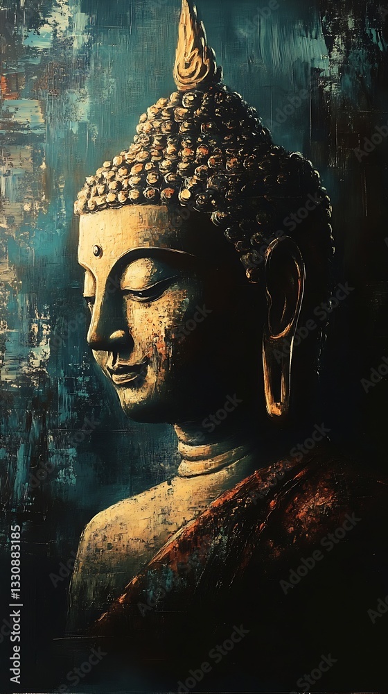 Poster elegant buddha statue bathed in light showcasing intricate craftsmanship and spiritual essence in ar