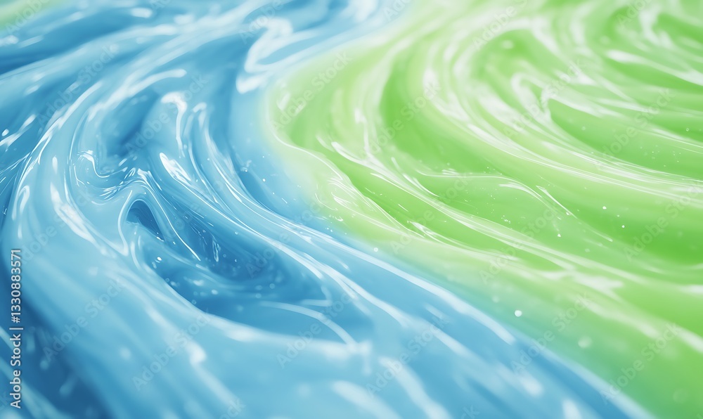Poster Swirling colors of blue and green create a vibrant, abstract pattern in a smooth, glossy texture.