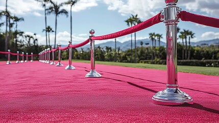Naklejka premium Red Carpet Event for Tropical Setting, Daytime.