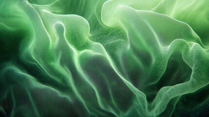 Obraz premium Abstract Green Texture with Flowing Waves and Soft Light Creating a Dreamy and Ethereal Atmosphere Suitable for Backgrounds and Artistic Projects