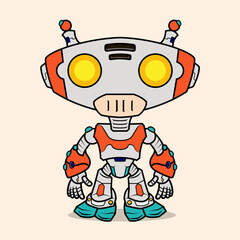 Futuristic Cartoon robotic character detailed robot for tech-themed designs, chatbot concepts, and playful AI-related projects Electronic equipment and humanoid animation concept