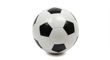 Obraz premium Classic black and white soccer ball sits perfectly centered against a bright white background. AI Generated