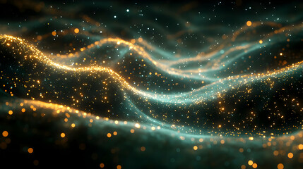 Abstract Glowing Gold Particles Design