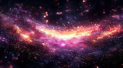 Naklejka premium Mesmerizing cosmic scene capturing a vibrant galaxy with sparkling stars and swirling pink and purple hues in the vastness of space : Generative AI