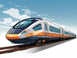 Naklejka premium an AI Image Generator, Modern High-Speed Train on Railway Tracks w