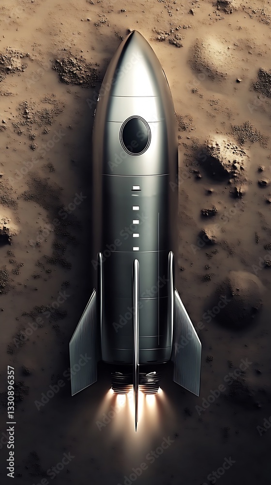 Aufkleber sleek rocket positioned for takeoff on martian terrain showcasing cutting-edge space travel innovati