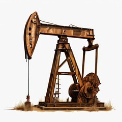 an AI Image Generator, Rustic Oil Pump Jack Machinery Against
