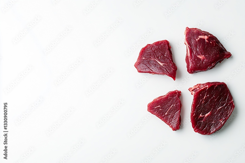 Aufkleber premium cuts of raw beef meat displayed on a white background for food styling and presentation : ge