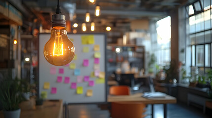 Illuminating Ideas, Light Bulb Moment in a Modern Creative Workspace