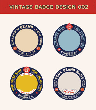 Vintage badge logo design template with the text editable for clothing and apparel