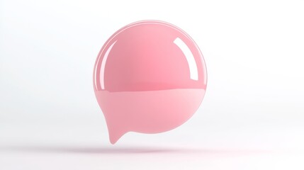 Pink glossy speech bubble on white background for communication and design concepts