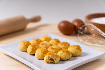 Traditional nastar cookies on a square white plate