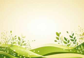 Obraz premium Fresh green landscape with abstract waves and soft light background, perfect for nature themed designs